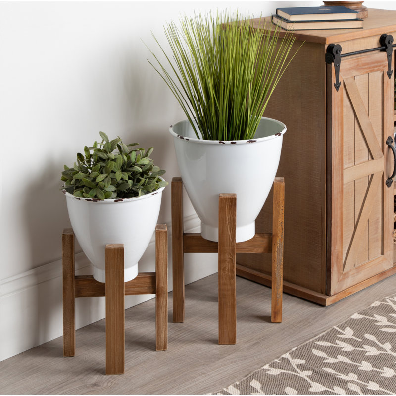 Gracie Oaks Folkeste Rustic Farmhouse 2Piece Pot Planter Set Wayfair